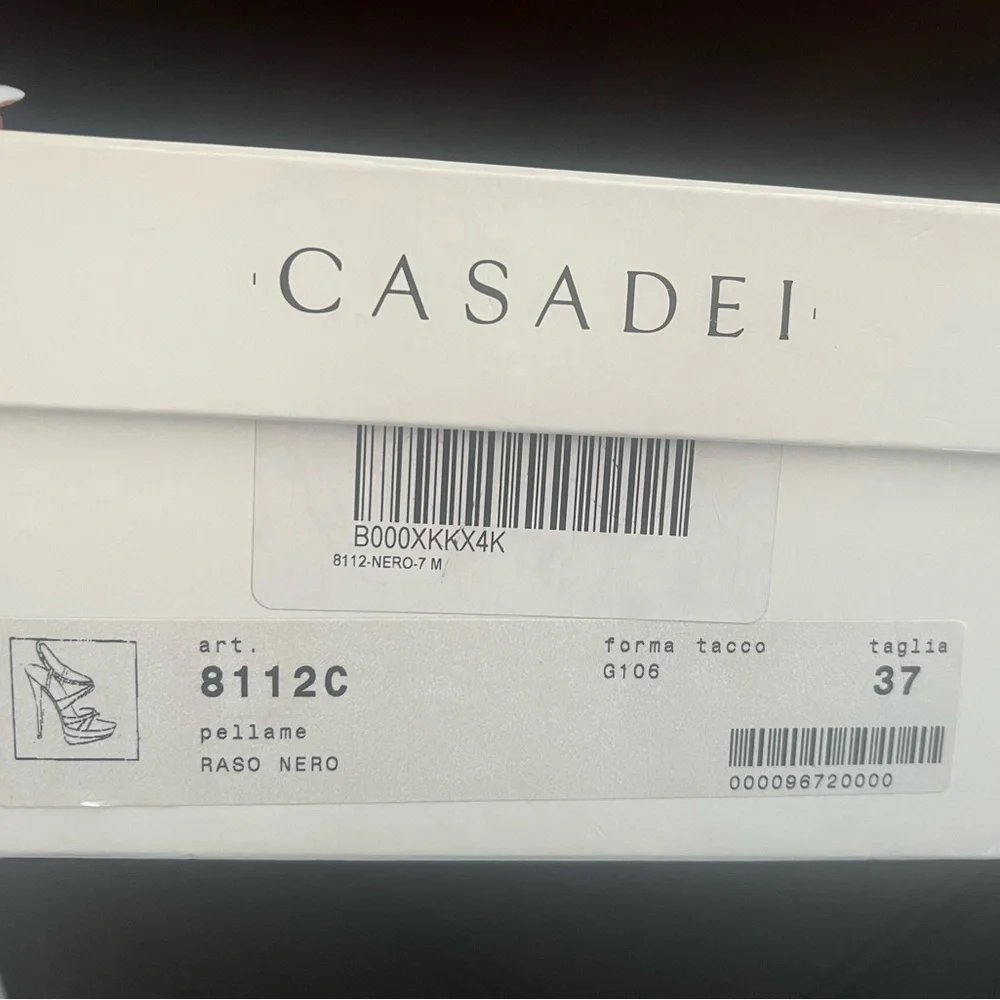 Casadei Pellame Raso Nero Stiletto Strappy Sandals. Size 37/7
